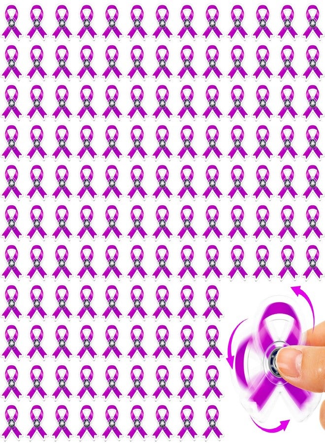 Arrowbash 100 Pcs Purple Awareness Ribbon Fidget Spinners Bulk Acrylic Alzheimer's Disease Awareness Accessories Domestic Violence Pancreatic Cancer Gifts for Society Events Charity Event Party Favors - Image 1