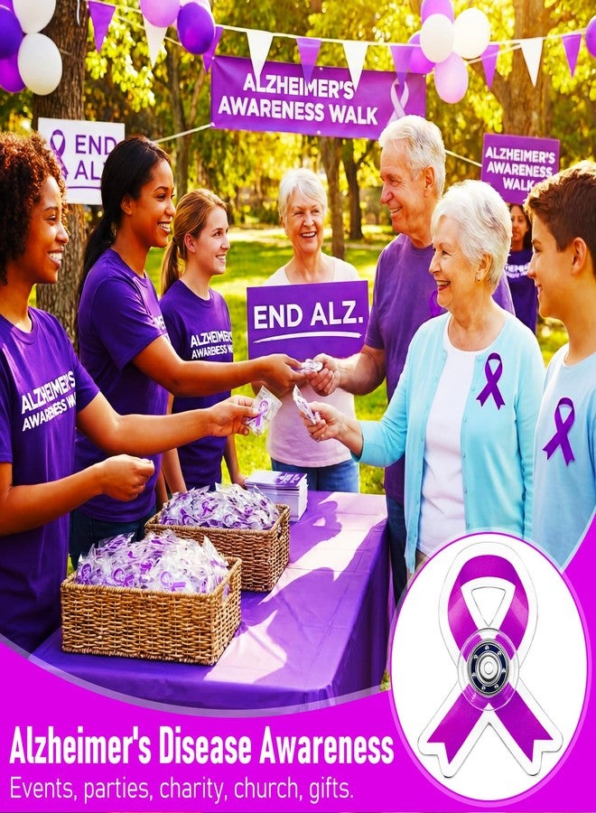 Arrowbash 100 Pcs Purple Awareness Ribbon Fidget Spinners Bulk Acrylic Alzheimer's Disease Awareness Accessories Domestic Violence Pancreatic Cancer Gifts for Society Events Charity Event Party Favors - Image 2