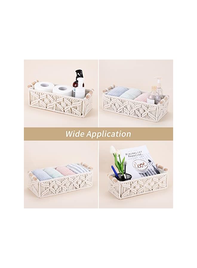 Zaboon Basket Boho Decor With Handle Decorative Storage Bins For Organizing Woven Decorative Basket With Handle For Bathroom Decor Bedroom Nursery Baskets Set (Set Of 2) - Image 4
