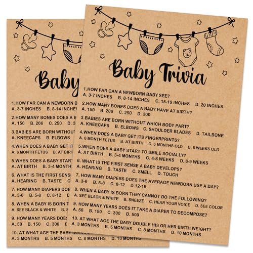 Misaidou Baby Shower Game - Trivia Cards & Party Activities, 30 Cards Included, Kraft - Image 1