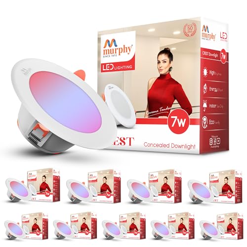 Murphy Crest Premium 7W 3-in-1 LED Concealed Down Light |Red, Blue & Pink | Switch Controlled Color Changing | Modern False Ceiling Lighting | 2-Year Warranty | Pack of 10 - Image 1