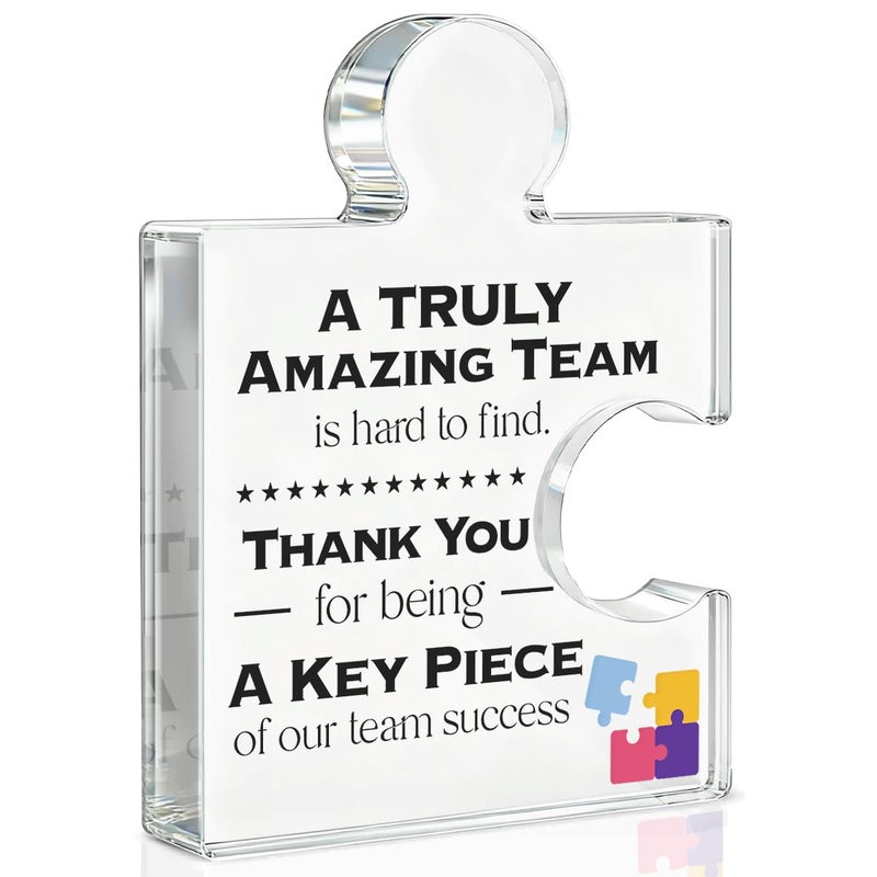 Yigaue Team Thank You Appreciation Gifts for Coworkers Colleagues Employees, Teamwork Gift Best Teams Ever Gifts a Truly Amazing Team Is Hard to Find Acrylic Puzzle Piece Plaque Office Decor - Image 1
