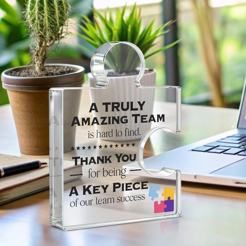 Yigaue Team Thank You Appreciation Gifts for Coworkers Colleagues Employees, Teamwork Gift Best Teams Ever Gifts a Truly Amazing Team Is Hard to Find Acrylic Puzzle Piece Plaque Office Decor - Image 3