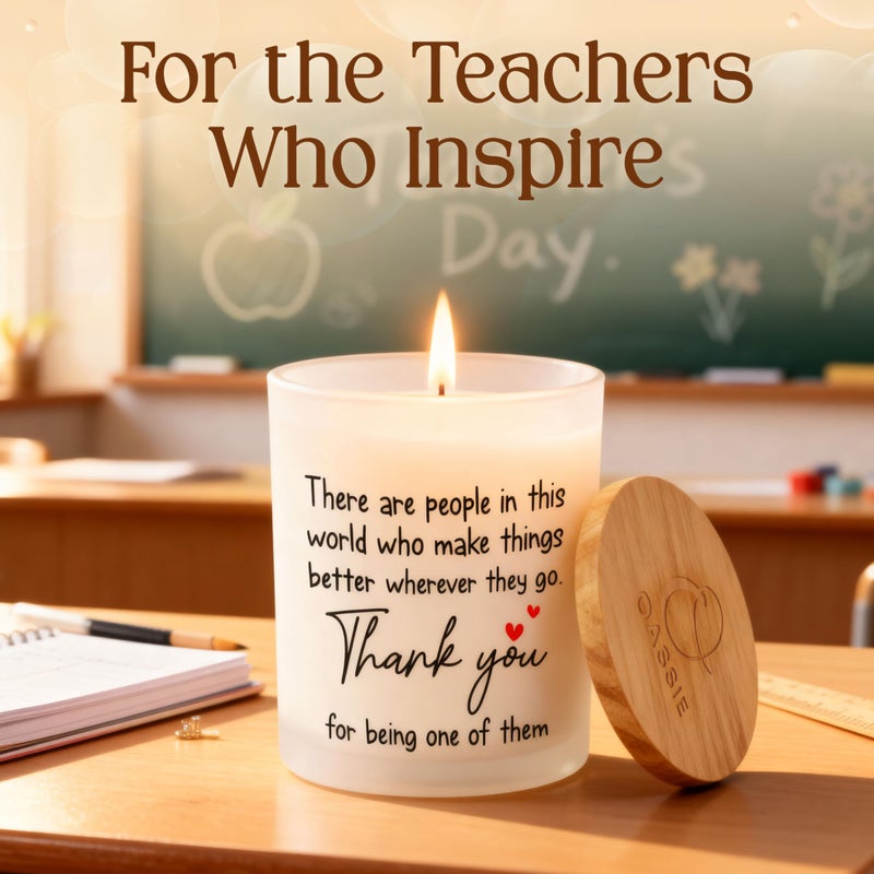 OASSIE Thank You Gifts for Women - Vanilla Lavender Candle 10 oz - Inspirational Teachers Day Birthday Retirement Nurse Week Teacher Appreciation Gifts for Women Friend Coworkers Boss Employees - Image 5