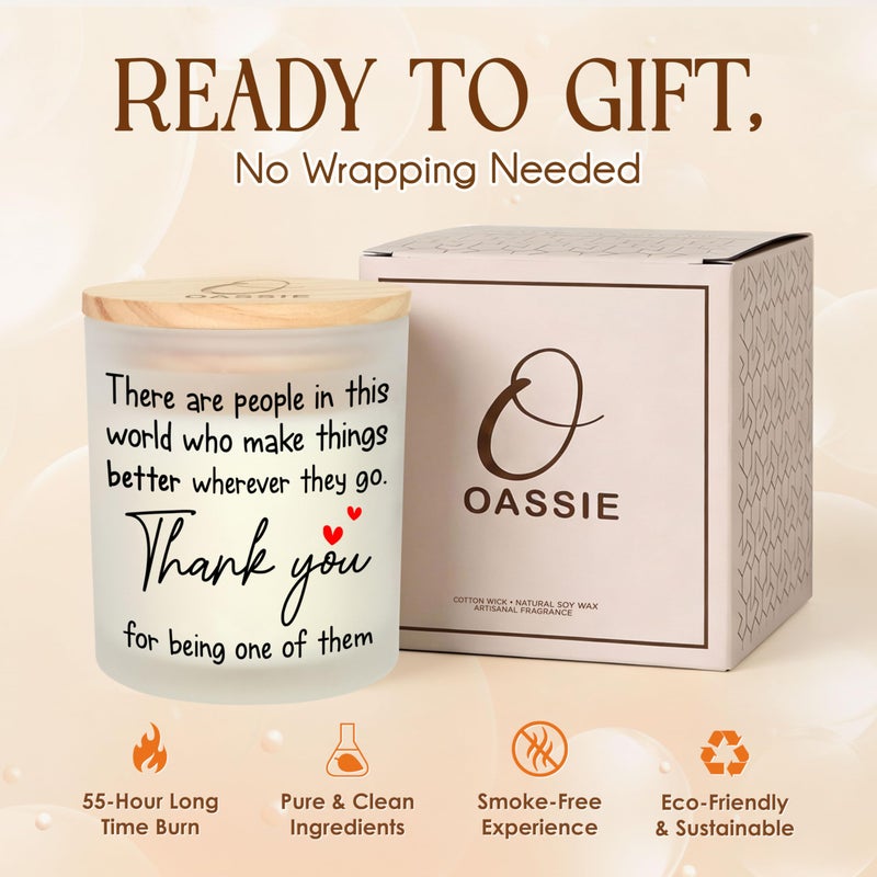 OASSIE Thank You Gifts for Women - Vanilla Lavender Candle 10 oz - Inspirational Teachers Day Birthday Retirement Nurse Week Teacher Appreciation Gifts for Women Friend Coworkers Boss Employees - Image 4