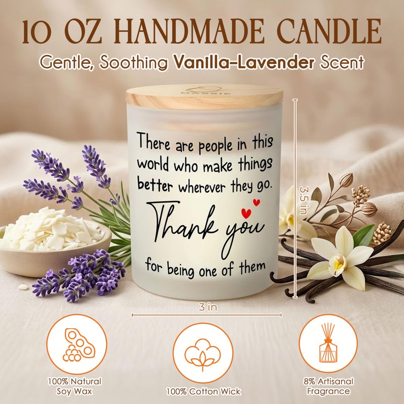 OASSIE Thank You Gifts for Women - Vanilla Lavender Candle 10 oz - Inspirational Teachers Day Birthday Retirement Nurse Week Teacher Appreciation Gifts for Women Friend Coworkers Boss Employees - Image 3
