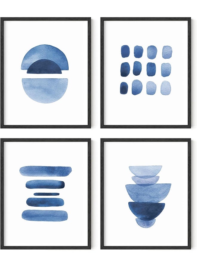 Home Trove Abstract Blue Wall Art Prints Set Of 4 Abstract Art Blue Wall Decor For Living Room | Watercolor Prints Navy Blue Wall Art | Unframed (8 X 10) - Image 1