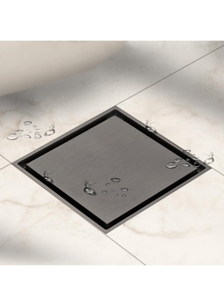 YD Premium Square Floor Drain with Tile Insert Grate - Invisible Shower Drain System for Modern Bathrooms - Professional Grade Anti-Odor Drainage Filter - Heavy Duty Brass Interior Floor Waste Trap - Image 4