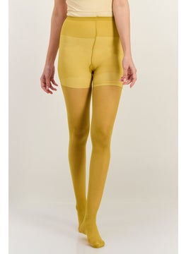 Etam Women Pull On Textured Hosiery, Mustard  - Image 1