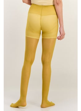 Etam Women Pull On Textured Hosiery, Mustard  - Image 3