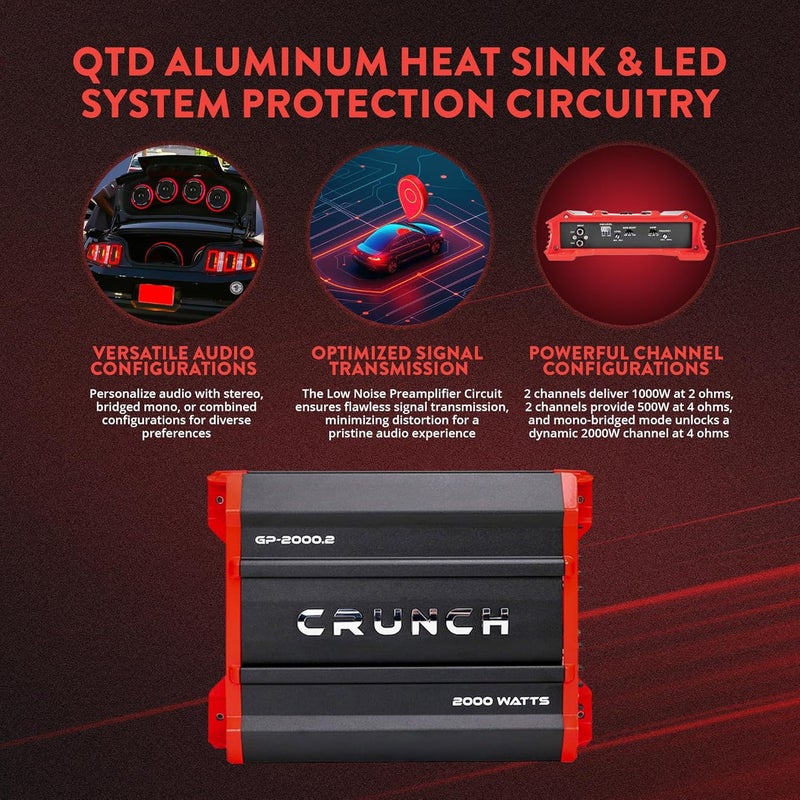 Crunch Ground Pounder GP-2000.2 2000 Watt 2 Channel Amplifier - Image 3