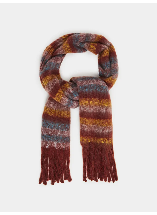 ستايلي Styli Striped Scarf with Tassel Edge