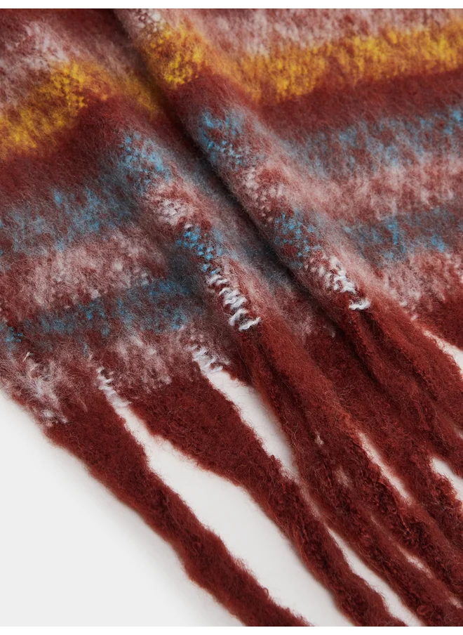 ستايلي Styli Striped Scarf with Tassel Edge