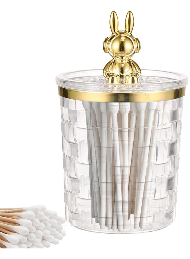 Dispenser for Cotton Balls, Cotton Swabs, Round Cotton Pads, Dental Flossers - Clear Plastic Jar Set for Bathroom Storage Organizer, Cosmetic Organizer - Image 1