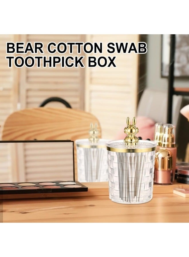 Dispenser for Cotton Balls, Cotton Swabs, Round Cotton Pads, Dental Flossers - Clear Plastic Jar Set for Bathroom Storage Organizer, Cosmetic Organizer - Image 5