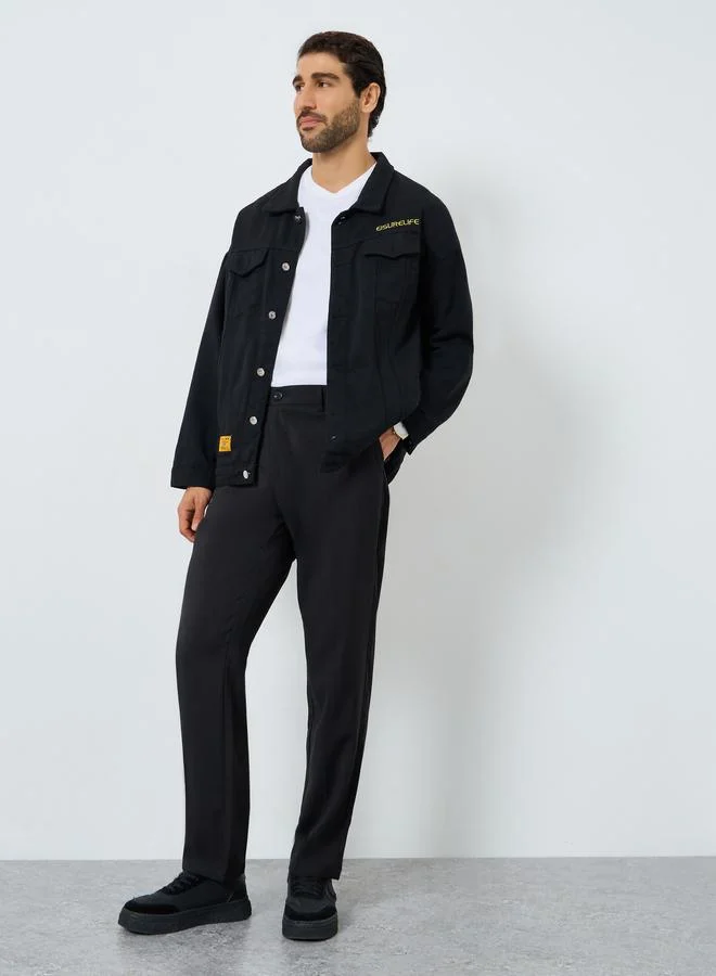 تايك تو بنطال رجالي سادة بقصة مستقيمة وجيوب جانبية