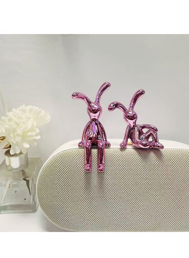 2-Piece Set of Whimsical Sitting Rabbit Car Decorations - Adorable Long-Legged Design, Center Console Decoration, and Personalized Interior Ornaments for a Fun and Playful Car Interior - Image 2