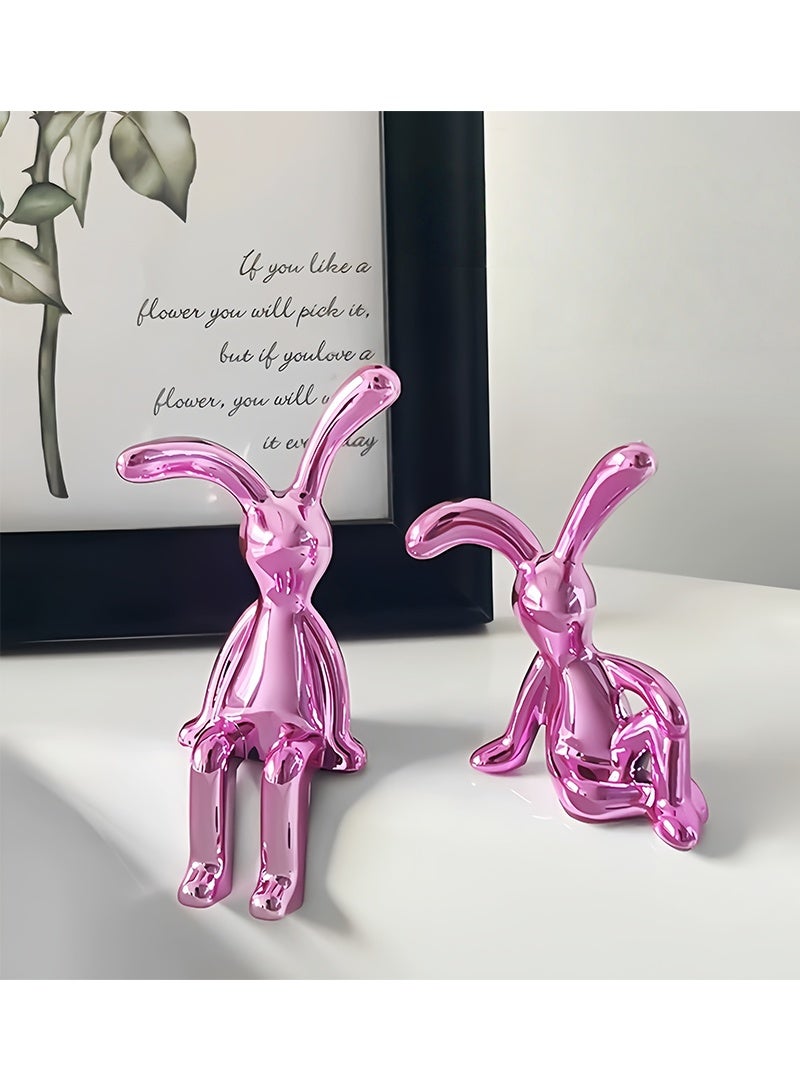 2-Piece Set of Whimsical Sitting Rabbit Car Decorations - Adorable Long-Legged Design, Center Console Decoration, and Personalized Interior Ornaments for a Fun and Playful Car Interior - Image 1
