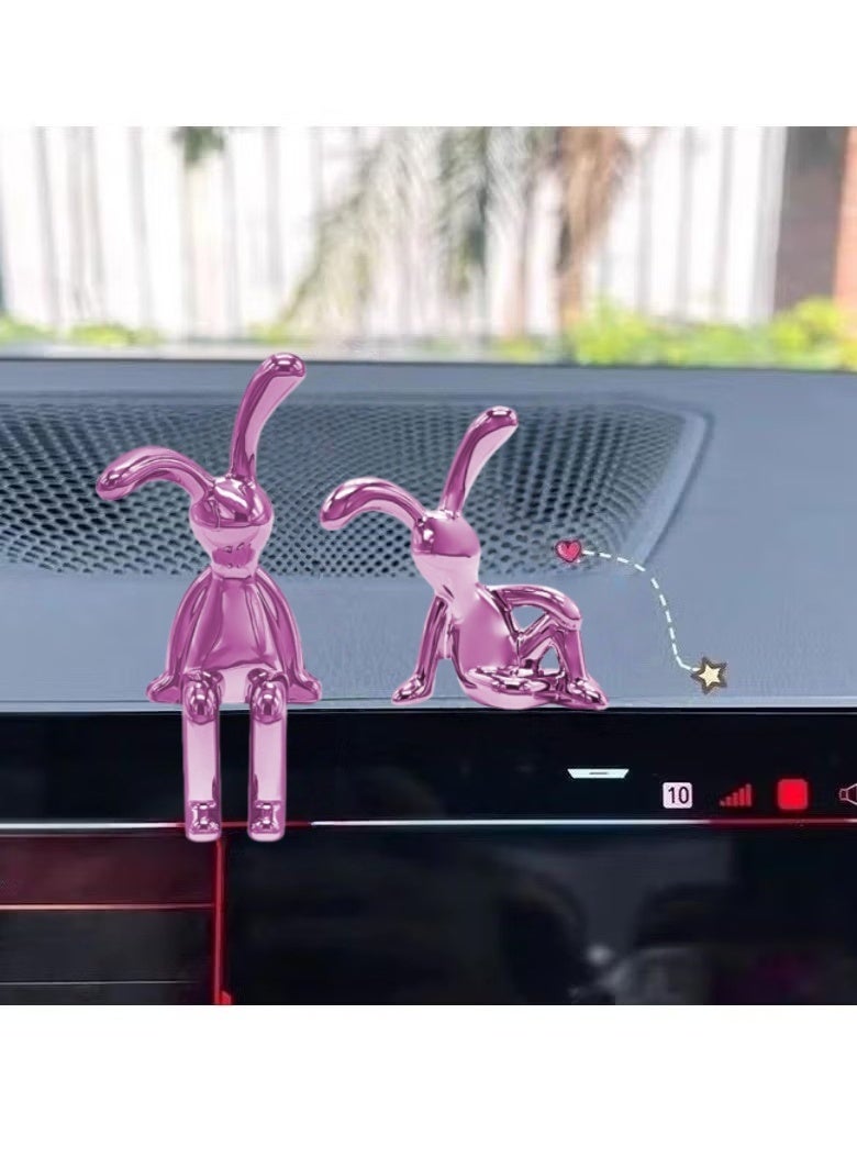 2-Piece Set of Whimsical Sitting Rabbit Car Decorations - Adorable Long-Legged Design, Center Console Decoration, and Personalized Interior Ornaments for a Fun and Playful Car Interior - Image 3