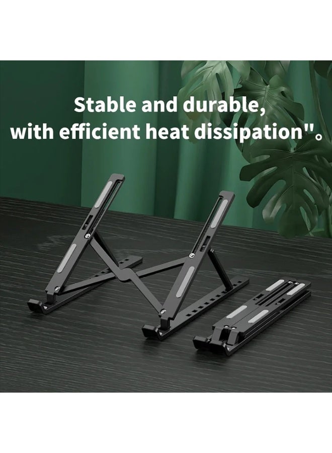 Foldable Laptop Stand 10-Level Adjustment Tablet Stand Lightweight Abs Computer Stand Ergonomic Hollow Breathable Stable Non-Slip Suitable For 10-15.6 Inch Laptops - Image 5