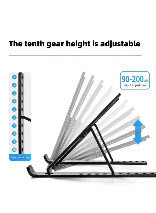 Foldable Laptop Stand 10-Level Adjustment Tablet Stand Lightweight Abs Computer Stand Ergonomic Hollow Breathable Stable Non-Slip Suitable For 10-15.6 Inch Laptops - Image 4