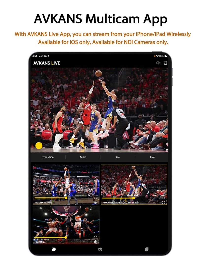 AVKANS 4K NDI PTZ Camera, HDMI SDI AI AUTO Tracking PTZ Camera with IP Live Streaming for Church Worship Live Events, PoE Support - Image 2