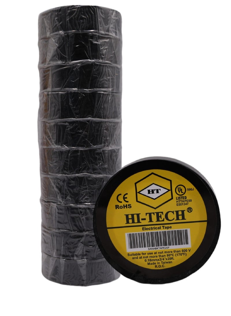 Hi-Tech Electrical Tape - Pack of 10 (Black) - Image 1