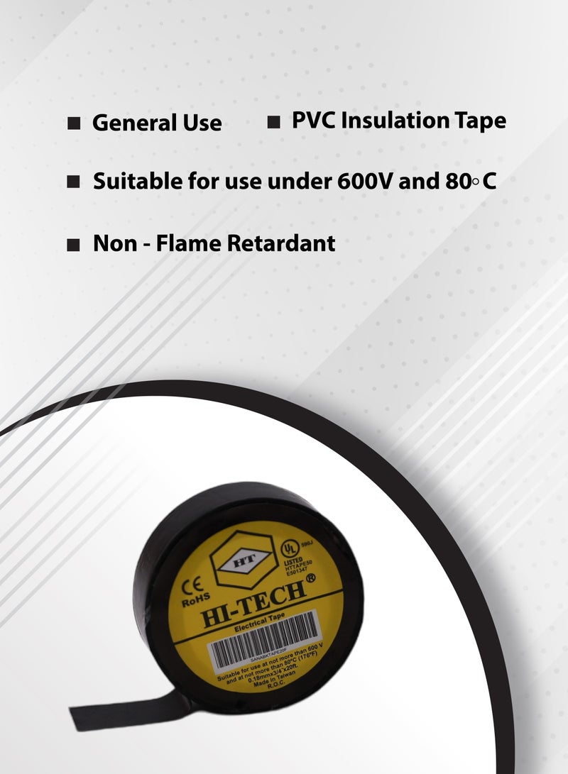 Hi-Tech Electrical Tape - Pack of 10 (Black) - Image 2
