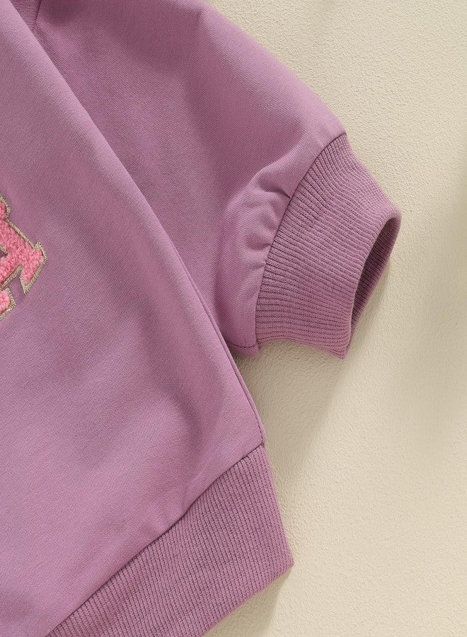 MoZiKQin Toddler Baby Girl Boy Easter Outfit Bunny Sweatshirt Embroidery Sweater Long Sleeve Easter Shirt Cute Clothes (Easter Egg Purple,2-3T) - Image 2