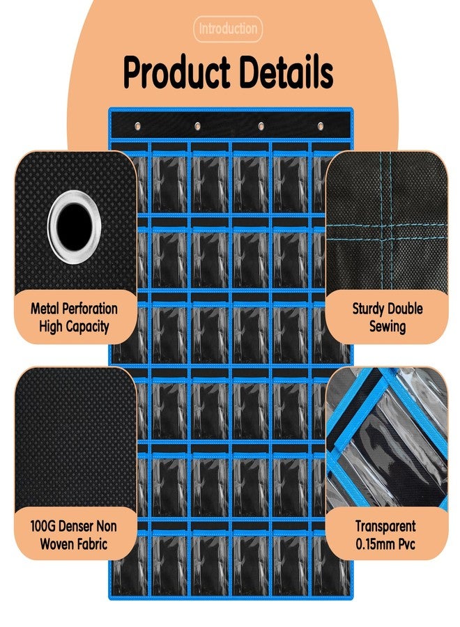 Kotkn 36 Pocket Charts for Classroom Cell Phones, 36 Clear Pocket Charts with Numbered Stickers, Classroom Hanging Cell Phone Organizer, Hangs on Wall, Door Storage Hooks (Black) - Image 3