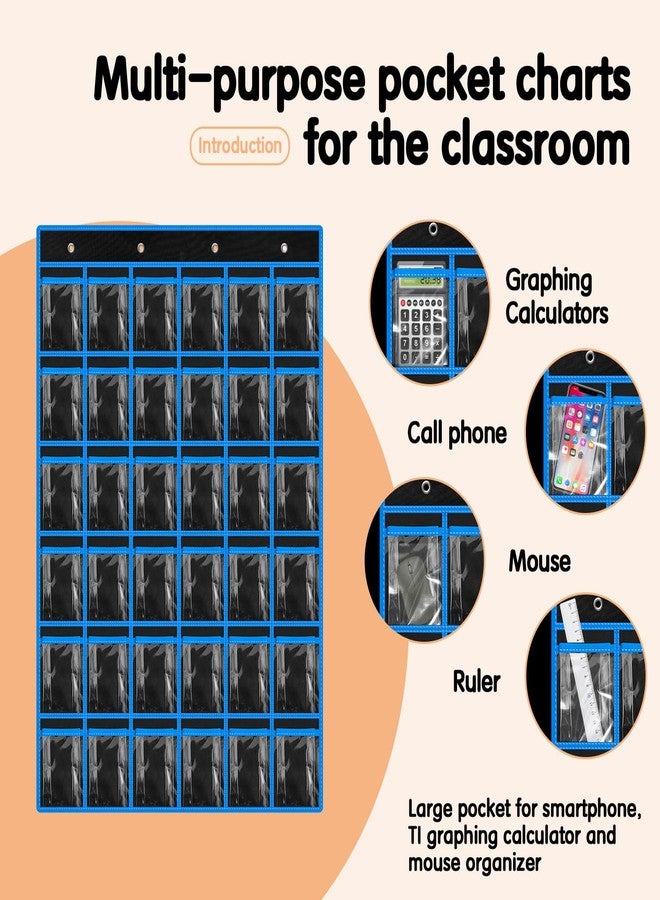 Kotkn 36 Pocket Charts for Classroom Cell Phones, 36 Clear Pocket Charts with Numbered Stickers, Classroom Hanging Cell Phone Organizer, Hangs on Wall, Door Storage Hooks (Black) - Image 4