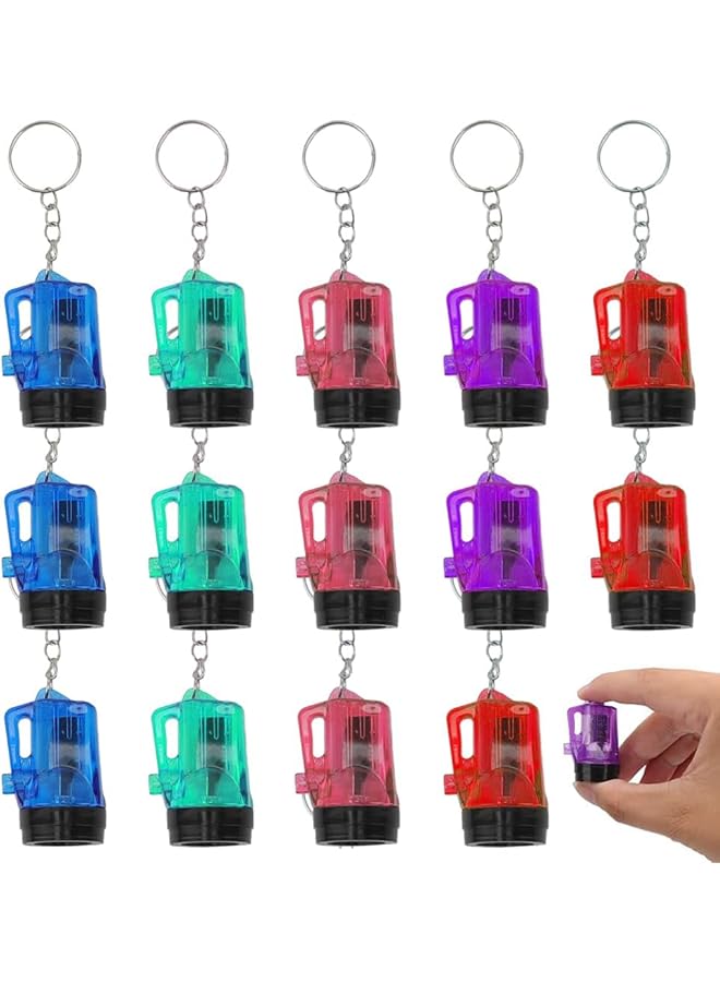 promass 15 Pcs Flashlight Keychains Bulk for Kids Mini Torch Key Ring Small LED Torch Children for Party Bags Children's Birthday Gifts Mini Torch for Outdoor Camping Hiking (Assorted Colors) - Image 1