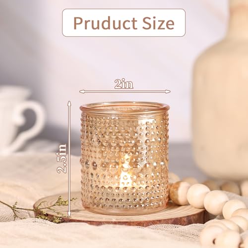 simeitol 15Pcs Glass Votive Candle Holders, Gold Tea Light Candle Holders Vintage Fall Tealight Candle Holder Bulk for Autumn, Thanksgiving Table Centerpieces, Christmas Decor (Gold) - Image 5