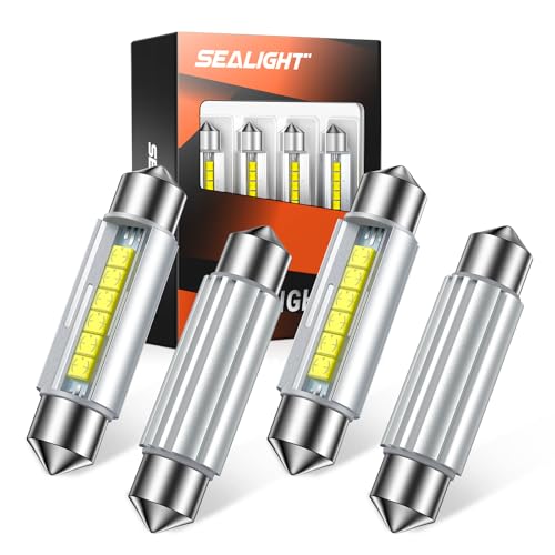 SEALIGHT 578 LED Bulb Super Bright 6500K White 2122 569 6411 6418 6451 2112 LED Bulb Interior Car Light 2025Ceramic Chipset for Map Door License Plate Dome Light Bulb 41mm 42mm Pack of 4 - Image 1