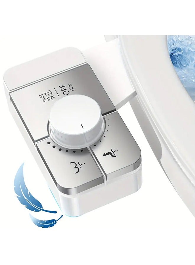 ملحق بيديه للمرحاض، رفيع للغاية، ذاتي التنظيف، فوهة مزدوجة، بيديه غير كهربائي، بخاخ ماء بارد وجاف، فضي - Image 1