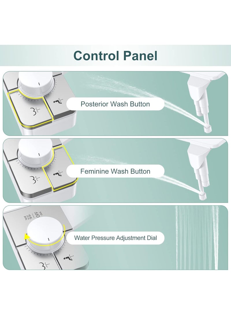 ملحق بيديه للمرحاض، رفيع للغاية، ذاتي التنظيف، فوهة مزدوجة، بيديه غير كهربائي، بخاخ ماء بارد وجاف، فضي - Image 3
