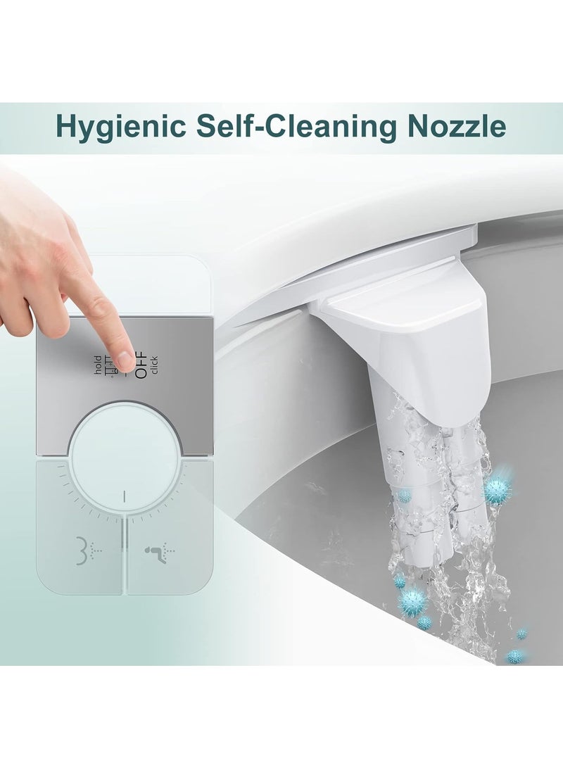 ملحق بيديه للمرحاض، رفيع للغاية، ذاتي التنظيف، فوهة مزدوجة، بيديه غير كهربائي، بخاخ ماء بارد وجاف، فضي - Image 2