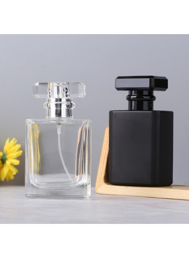 دبليو أيه أو كي أن زجاجات بخاخ، 3 زجاجات بخاخ عطر مربعة زجاجية سعة 50 مل/1.69 أونصة، قابلة لإعادة التعبئة، زجاجات عطر فارغة برذاذ ناعم، للزيوت العطرية، لوشن تونر المكياج، زجاجة بخاخ زجاجية فارغة، زجاجة بخاخ محمولة للخطوط الدقيقة سعة 50 مل (عبوة من 3 قطع، أسود، شفاف) - Image 3