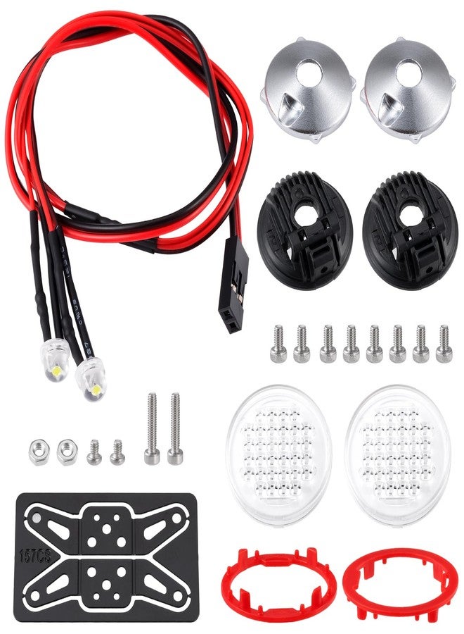 QUE-T 2pcs Round LED Light 22mm Spotlight Roof Light Headlight for 1/10 Axial Scx10 TRX4 TRX6 Wraith RR10 RC Car Upgrade (Red & White) - Image 3