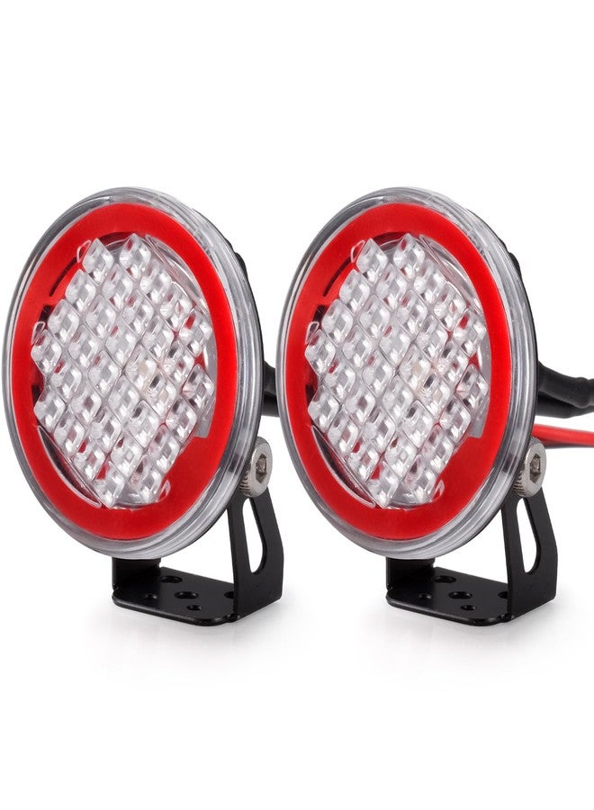 QUE-T 2pcs Round LED Light 22mm Spotlight Roof Light Headlight for 1/10 Axial Scx10 TRX4 TRX6 Wraith RR10 RC Car Upgrade (Red & White) - Image 1