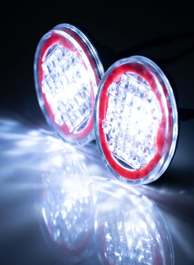 QUE-T 2pcs Round LED Light 22mm Spotlight Roof Light Headlight for 1/10 Axial Scx10 TRX4 TRX6 Wraith RR10 RC Car Upgrade (Red & White) - Image 5