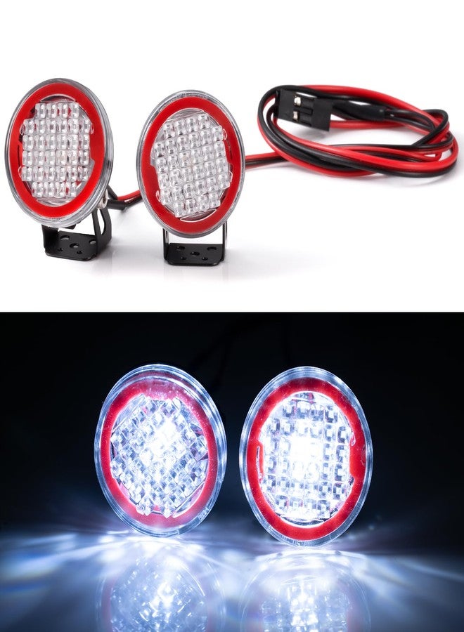 QUE-T 2pcs Round LED Light 22mm Spotlight Roof Light Headlight for 1/10 Axial Scx10 TRX4 TRX6 Wraith RR10 RC Car Upgrade (Red & White) - Image 4