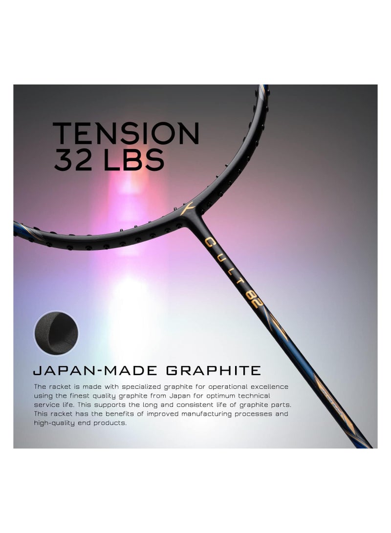 HUNDRED Cult 82 Carbon Fibre Unstrung Badminton Racket with Full Racket Cover (82 grams) - Image 3