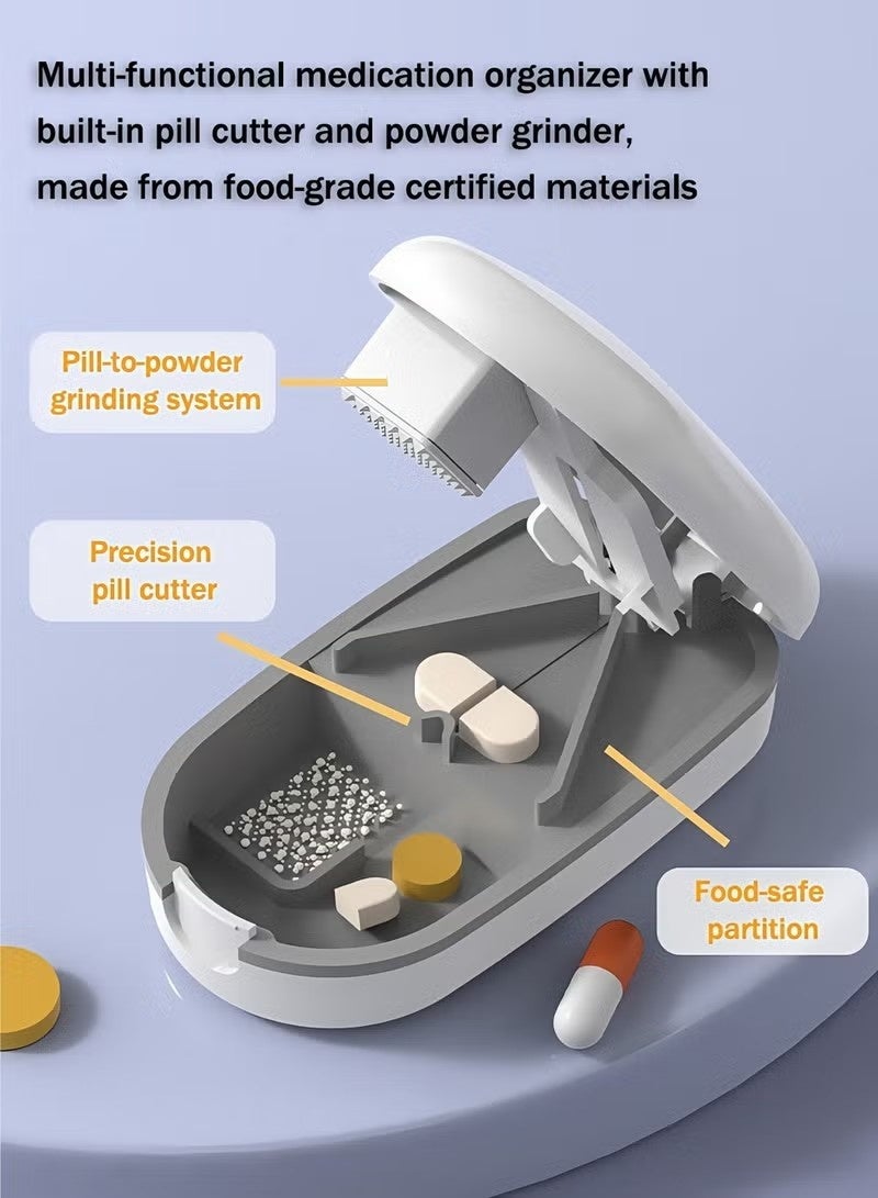 قاطع حبوب، حامل حبوب صغير، علبة حبوب محمولة، أداة لتقسيم الحبوب الصغيرة والكبيرة، قاطع حبوب مع حجرة تخزين، قاطع حبوب محمول مزود بوظيفة الطحن، مناسب للسفر والاستخدام اليومي - Image 4