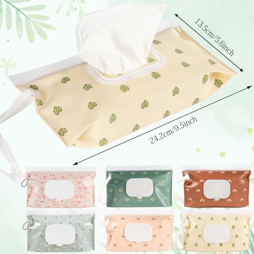 FEBSNOW 6 Pack Baby Wipes Dispenser Portable Refillable Wipe Holder Baby Wipes Container Reusable Wipes Case Baby Travel Wet Wipes Pouch Morandi Color - Image 3