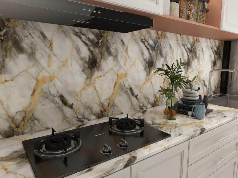 Jig-Tik 60cm x 200cm Kitchen Wallpaper | Oil-Proof & Waterproof Self-Adhesive Wall Sticker | Heat-Resistant Aluminium Backsplash Roll | Anti-Mold Kitchen Wall Covering (Pack of 1) - Image 2