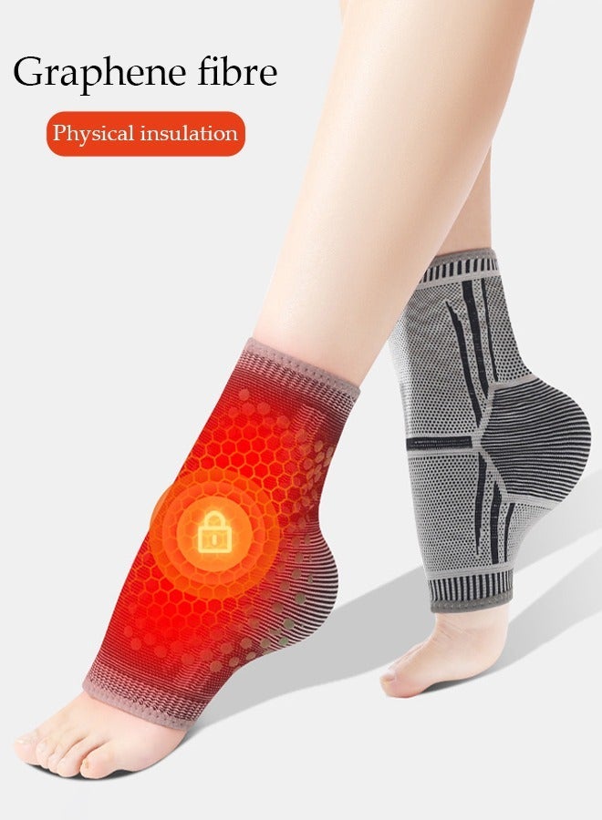 DUNISO 2 PCS Heating Ankle Brace Compression Ankle Sleeves Set for Pain Relief Ankle Support Stabilizer for Achilles Tendonitis, Plantar Fasciitis, Joint Pain, Swelling, Arthritis, Sport - Image 2