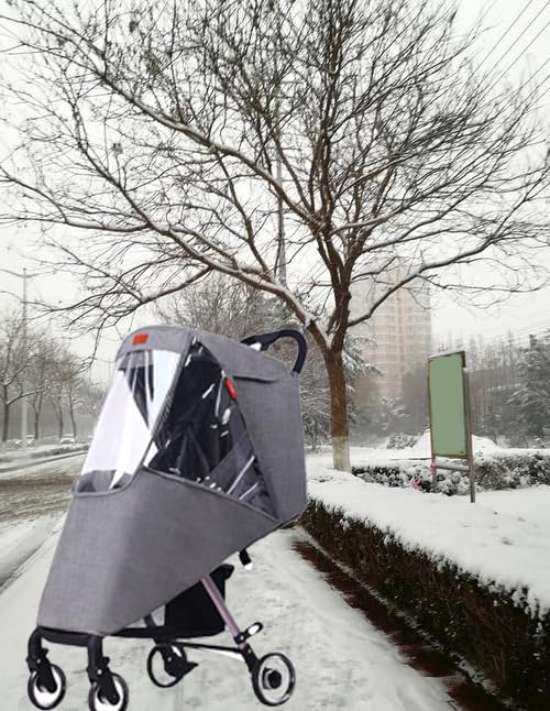 ITODA Universal Rain Cover for Baby Stroller Waterproof Windproof Rainy Weather Guard Air Holes Wind Dust Protection Breathable Shield Elastic Band Transparent Accessories with Storage Pocket - Image 4