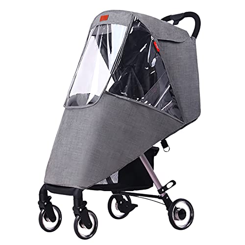 ITODA Universal Rain Cover for Baby Stroller Waterproof Windproof Rainy Weather Guard Air Holes Wind Dust Protection Breathable Shield Elastic Band Transparent Accessories with Storage Pocket - Image 1
