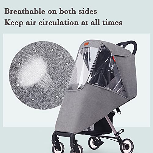 ITODA Universal Rain Cover for Baby Stroller Waterproof Windproof Rainy Weather Guard Air Holes Wind Dust Protection Breathable Shield Elastic Band Transparent Accessories with Storage Pocket - Image 5